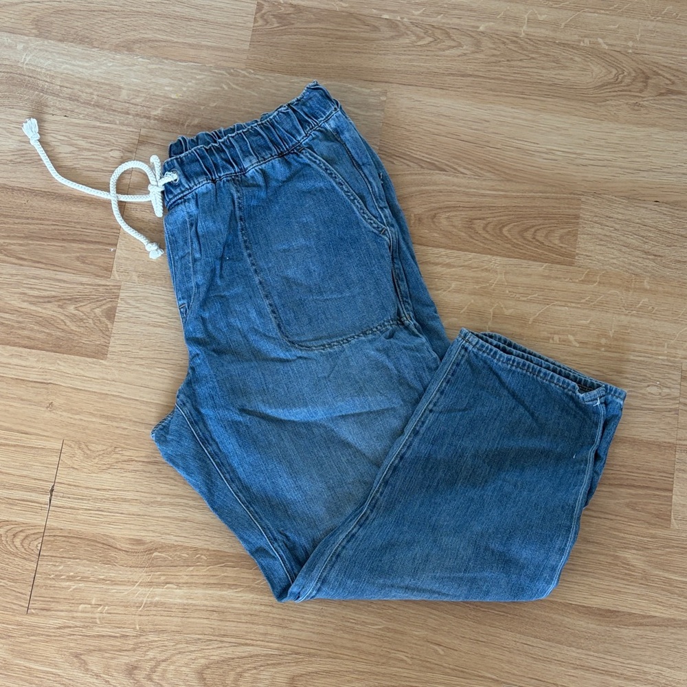 J. Crew Elastic Waist Blue Cropped Jeans